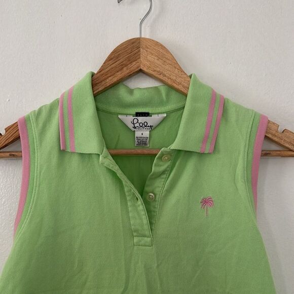 Lilly Pulitzer Neon Green Pink Island Polo EUC - Picture 3 of 6